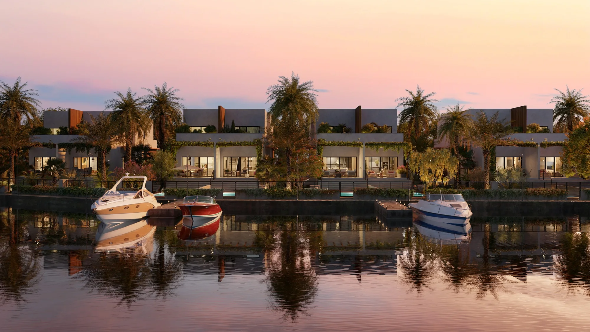 Visualización arquitectónica de Beach Residences junto al agua