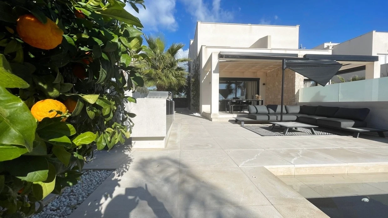 A sunlit terrace · actual photograph