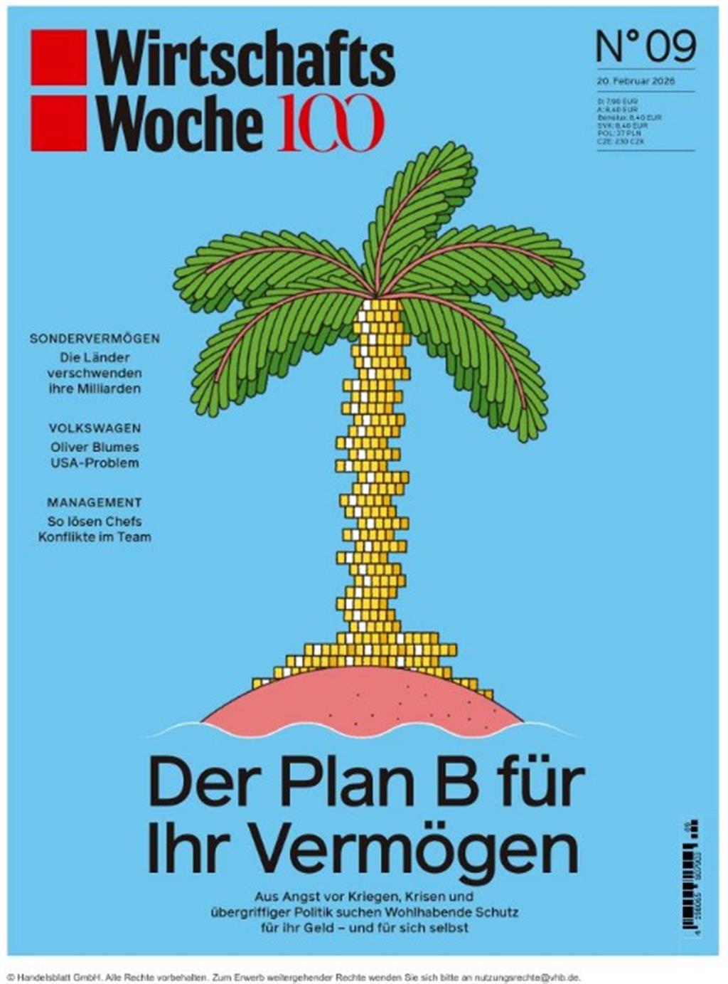 WirtschaftsWoche: portada completa del número 09/2026, Der Plan B für Ihr Vermögen